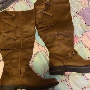 Brown over the knee Boots 12w wide calf